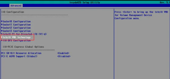 Intel Virtual RAID开关4
